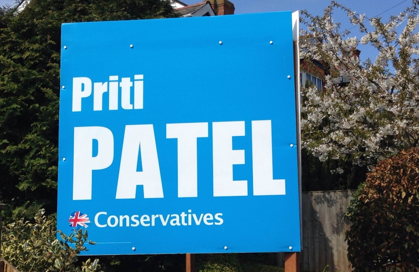 Priti Patel sign